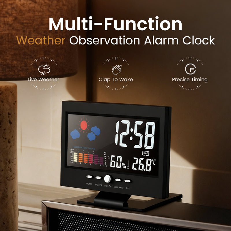 š„Digital LED Temperature Humidity Monitor Weather Forecast LED Table Alarm Clock