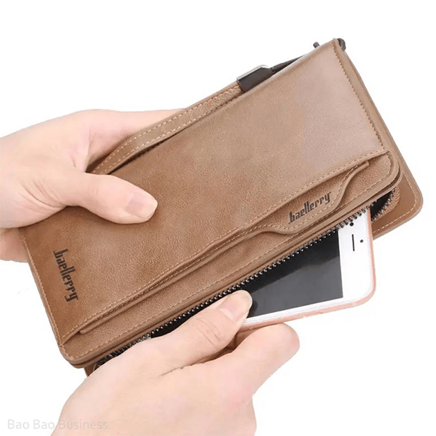 Balebaily Long Wallet for Men & Women with Zipper Pocket 15 Card Slots and Photo Window - Black