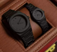 Black Aura Couple Watch – Elegant Matching Timepieces, Stylish Fashion Accessories for Men and Women-without box